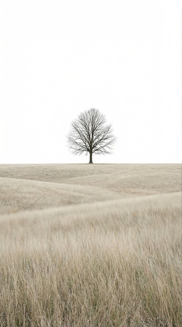 Solitary Bare Tree Minimalist Landscape 4K Wallpaper