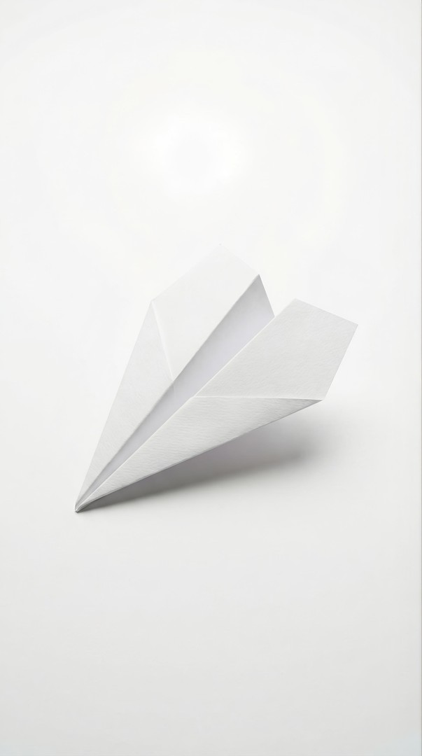 White Paper Airplane Minimalist 4K Wallpaper