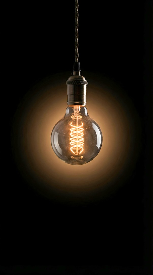 Vintage Edison Light Bulb Glowing 4K Wallpaper