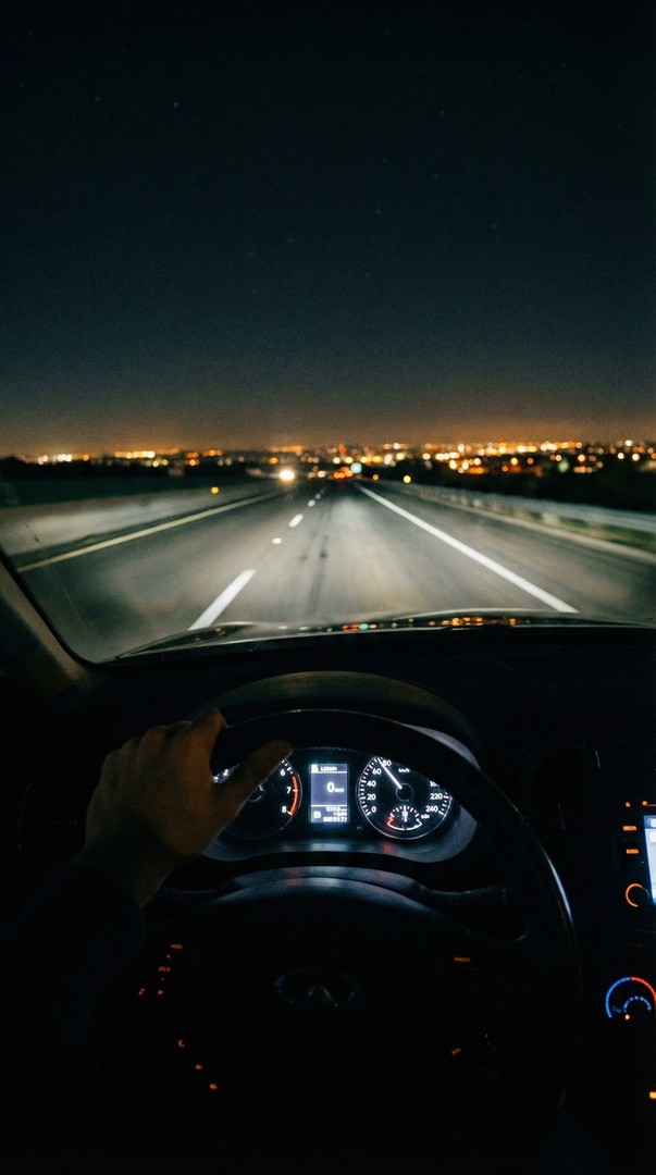 Night Highway Drive Dashboard View 4K Wallpaper