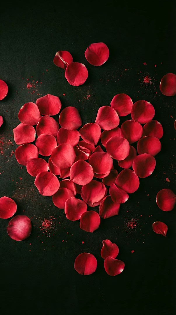 Red Rose Petals Scattered on Dark Surface 4K Wallpaper