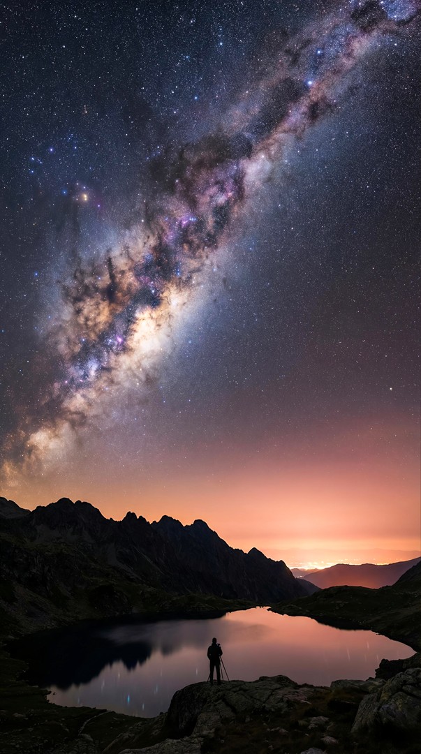 Milky Way Mountain Lake Night HD Wallpaper 4K