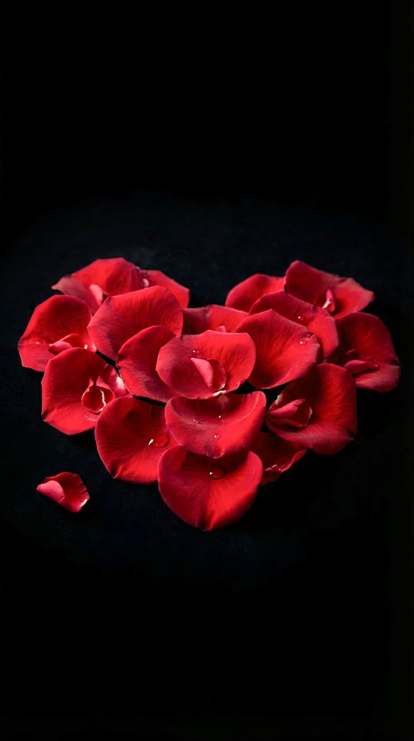 Red Rose Petals with Water Droplets Black 4K Wallpaper