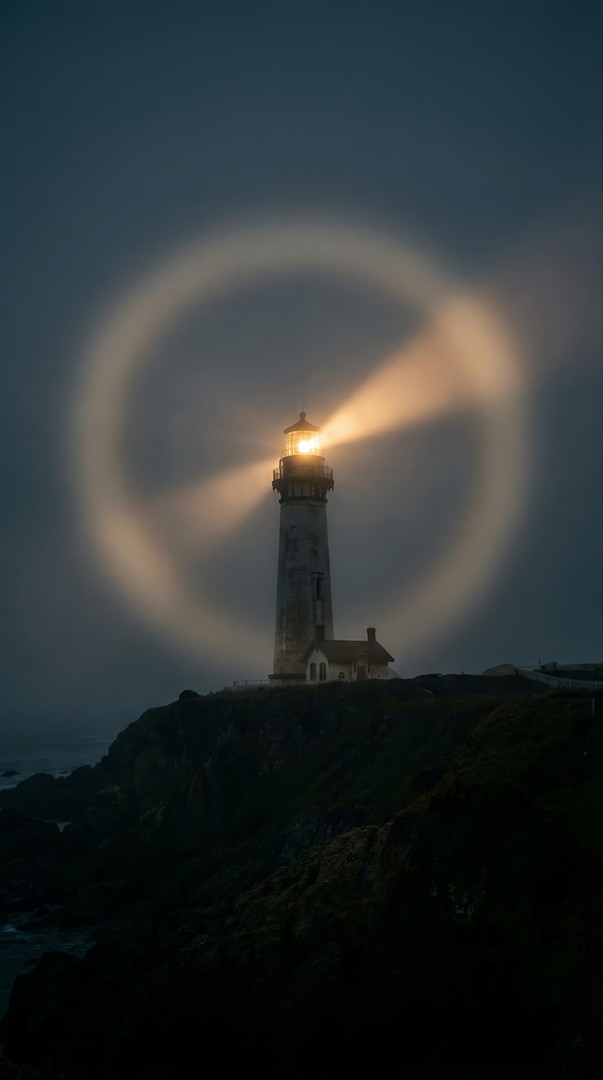 Foggy Lighthouse Night HD Wallpaper 4K