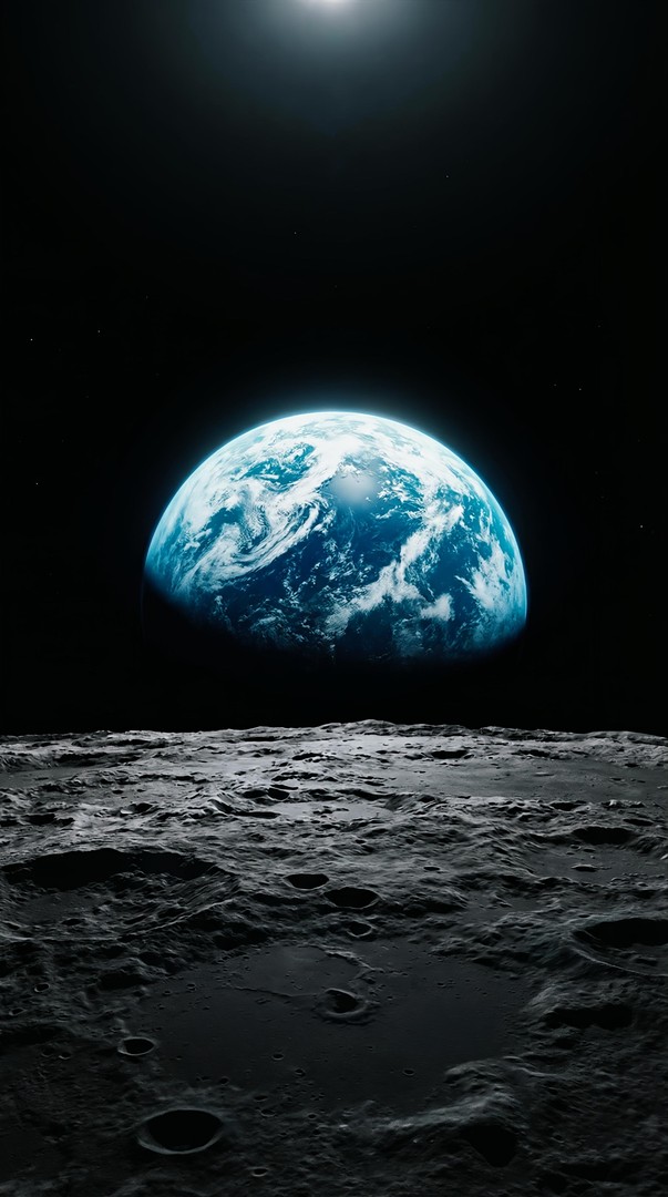 Earth Rising From Moon Surface Space 4K Wallpaper