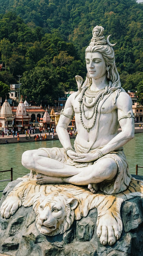 Lord Shiv Statue Rishikesh Ganga River Temple 4K Wallpaper