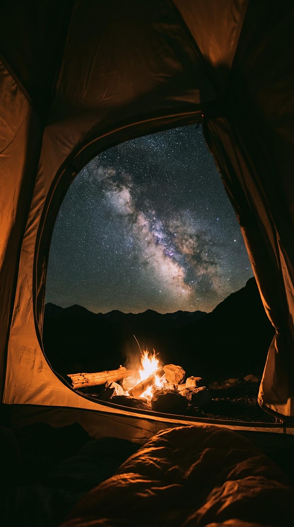 Camping Under Milky Way Night HD Wallpaper 4K