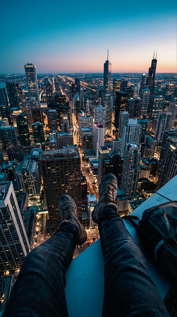 Rooftop City Skyline Sunset HD Wallpaper 4K