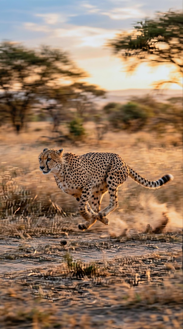 Cheetah Running at Sunset HD Wildlife Wallpaper