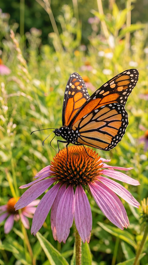 Monarch Butterfly on Pink Flower HD Macro Wallpaper 4K