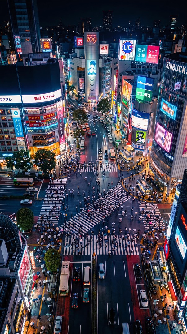 Shibuya Tokyo Crossing Night City HD Wallpaper 4K