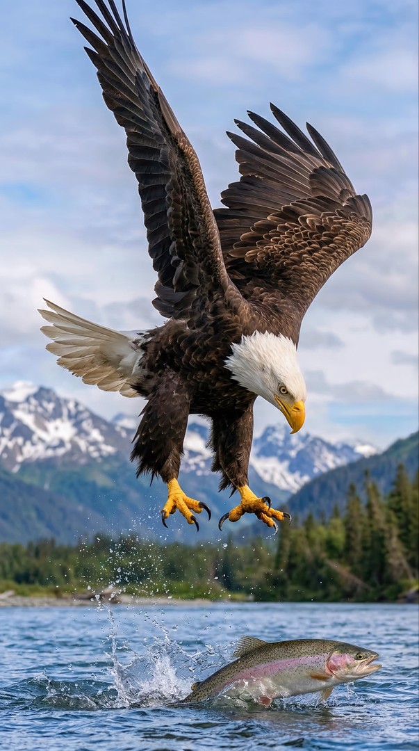 Bald Eagle Catching Fish HD Wildlife Wallpaper 4K