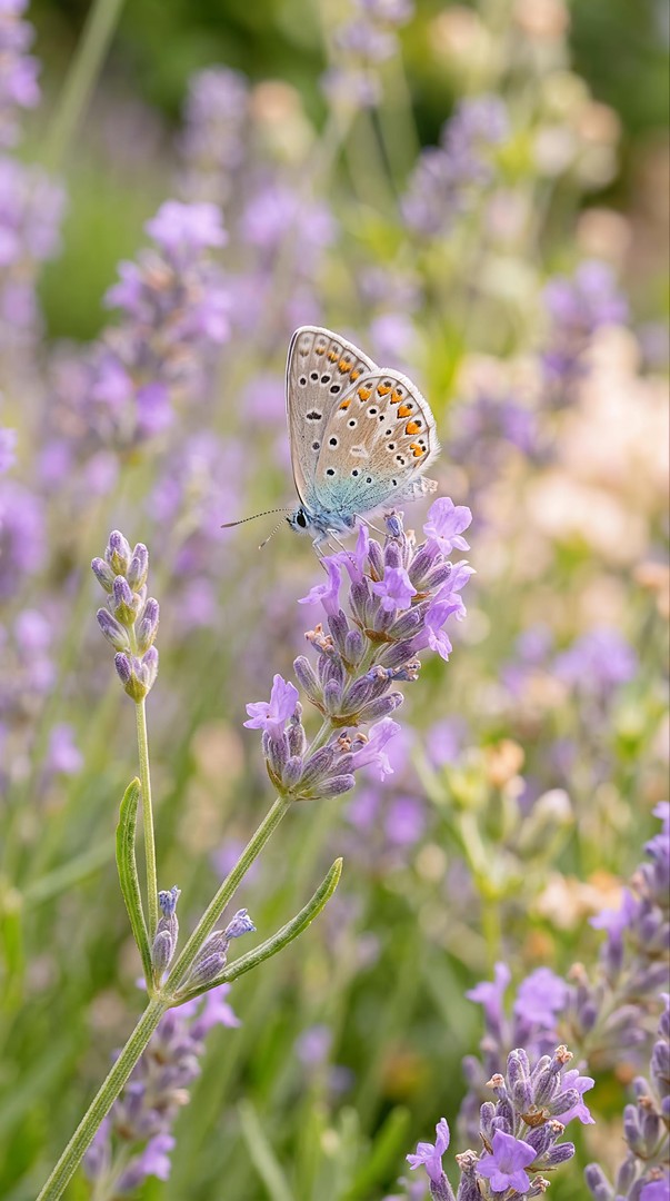 Butterfly on Lavender Flower HD Wallpaper  for phone