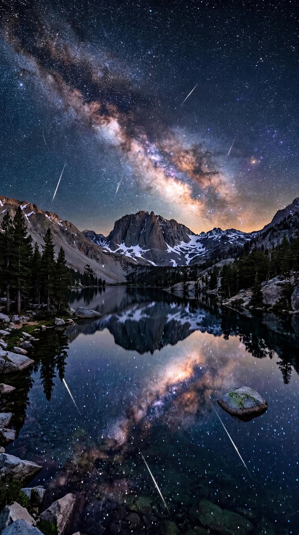 Milky Way Night Sky Reflection HD Wallpaper 4K - Starry Lake Landscape