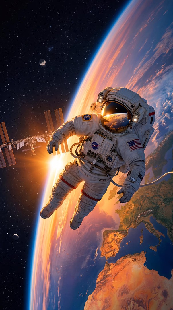 Astronaut Floating Above Earth HD Wallpaper 4K - Space Exploration