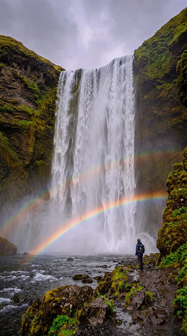 Waterfall Rainbow Landscape HD Wallpaper 4K