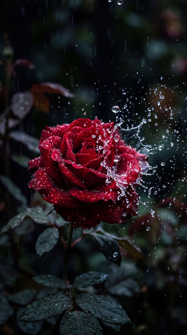 Red Rose Splash HD Wallpaper 4K - Water Drop Aesthetic