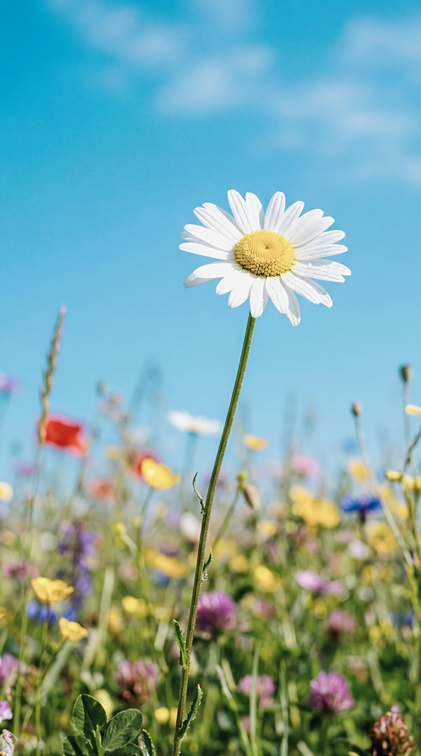White Daisy Flower HD Wallpaper 4K - Bright Sky Nature Aesthetic