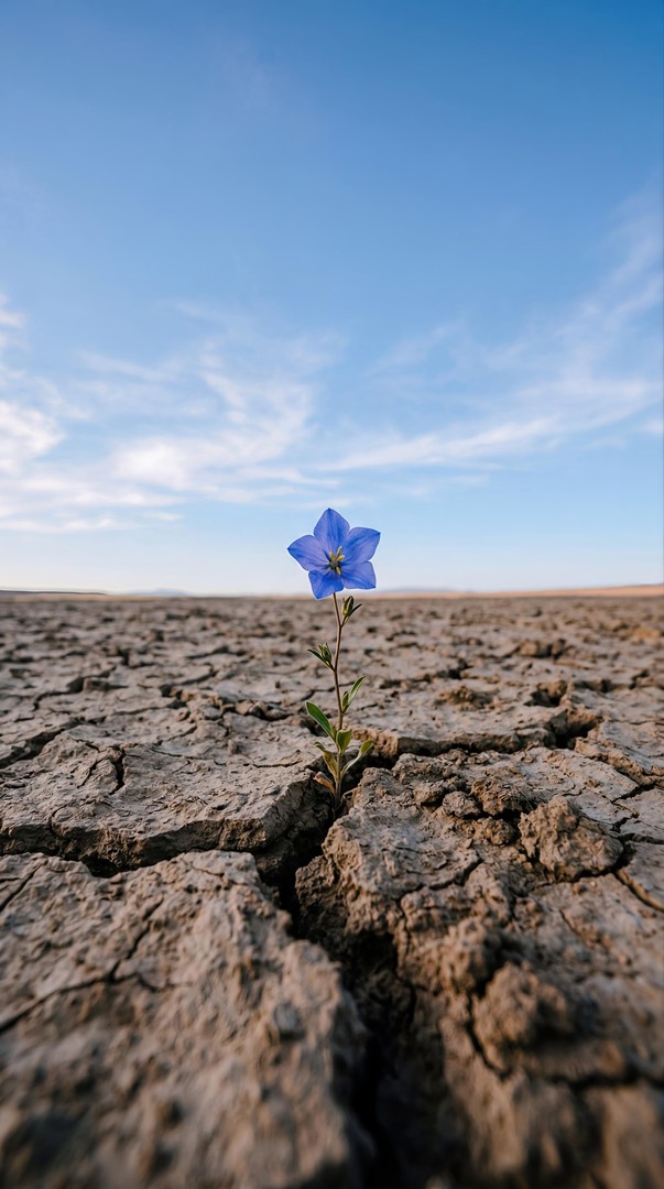 Blue Flower Desert HD Wallpaper 4K - Survival Nature Minimal Aesthetic