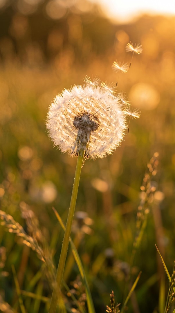 Dandelion Sunset Glow HD Wallpaper 4K - Golden Hour Nature Aesthetic
