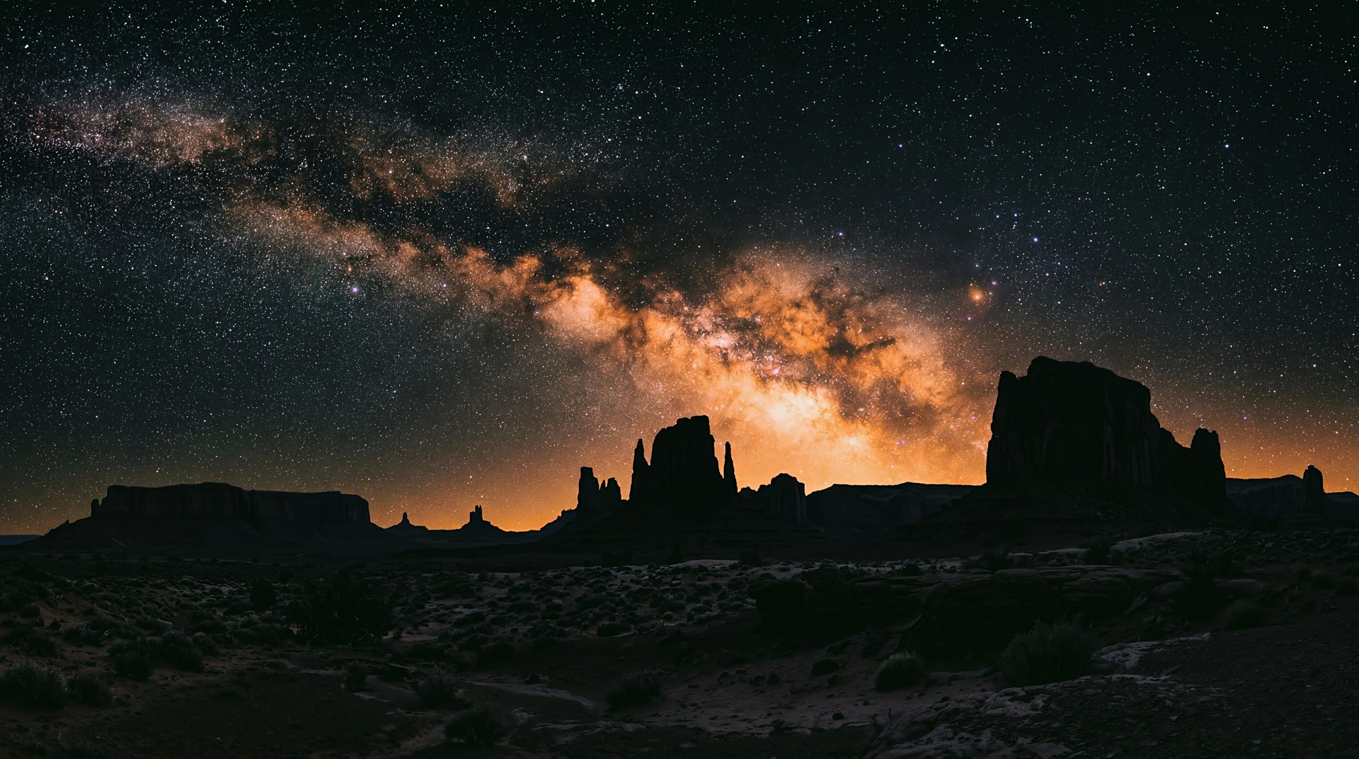 Milky Way Desert Night HD Wallpaper 4K - Galaxy Sky Aesthetic