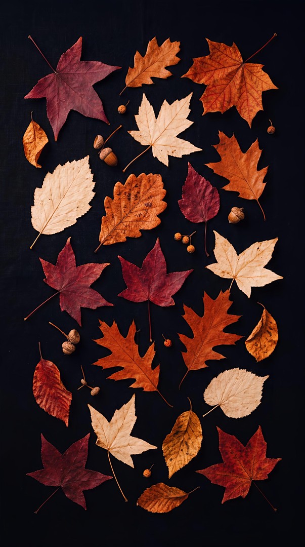 Autumn Leaves Flat Lay HD Wallpaper 4K - Fall Aesthetic Background