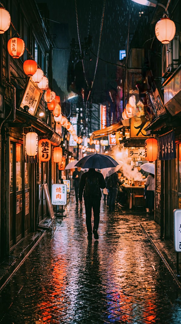 Rainy Street Night HD Wallpaper 4K - Neon City Aesthetic
