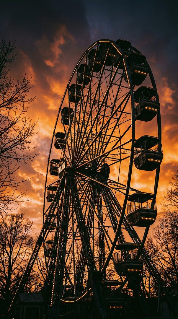 Ferris Wheel Sunset HD Wallpaper 4K - Golden Sky Aesthetic