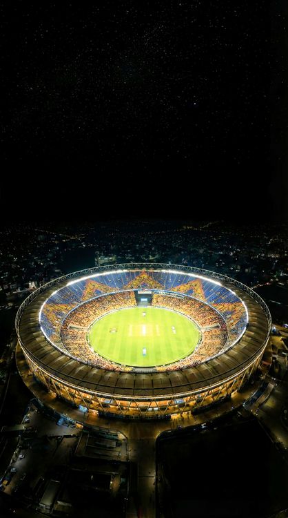 Cricket Stadium Night Aerial HD Wallpaper 4K