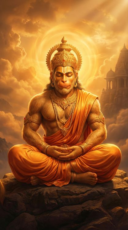 Meditating Lord Hanuman Divine Art HD Wallpaper 4K