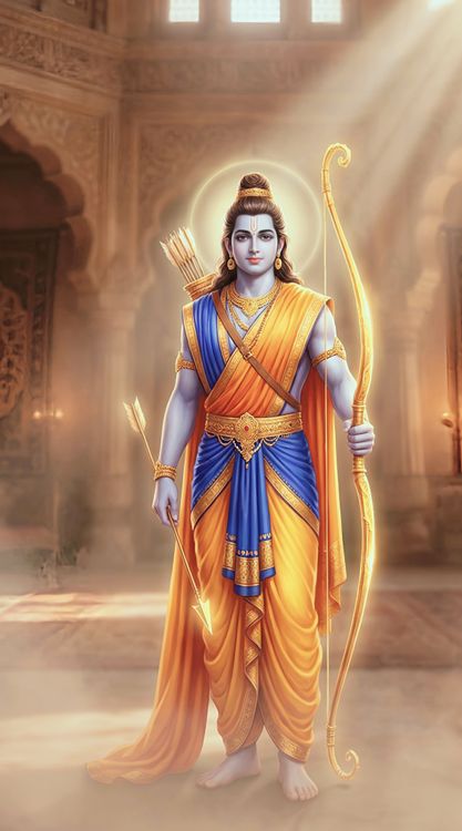 Lord Ram Divine Portrait HD Wallpaper 4K