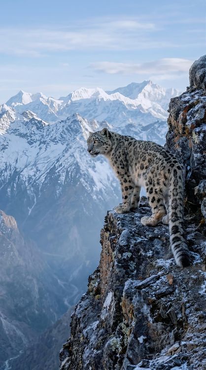 Leopard on Mountain Cliff HD Wildlife Wallpaper 4K